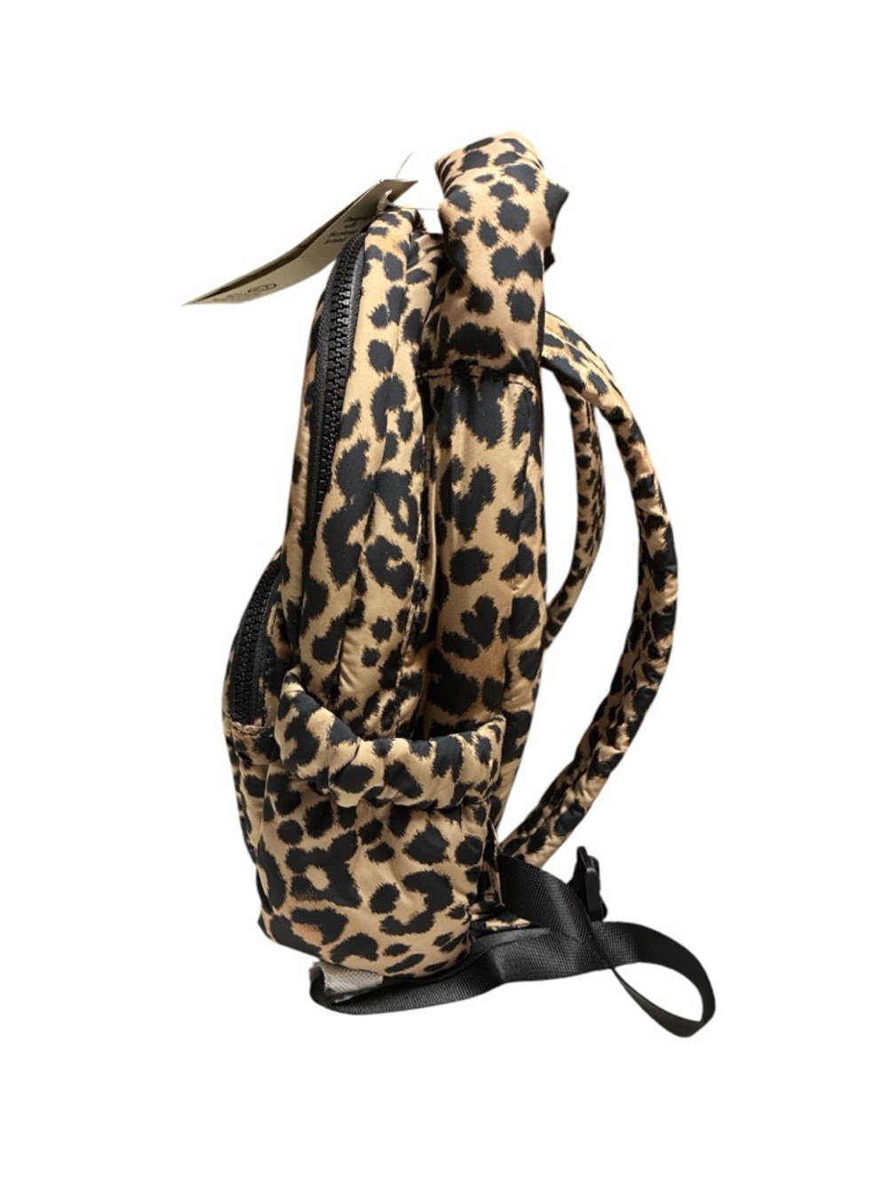 No Boundaries Leopard Print Hand Free Puffy Backpack - Black and Tan - Picture 9 of 11